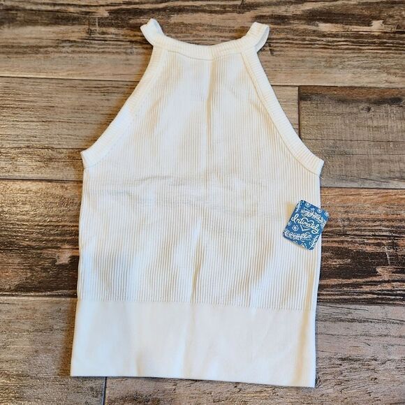 🔸️NWT Free People Ivory Ribbed Fitted Sleeveless Top XSmall/Small - Picture 3 of 7